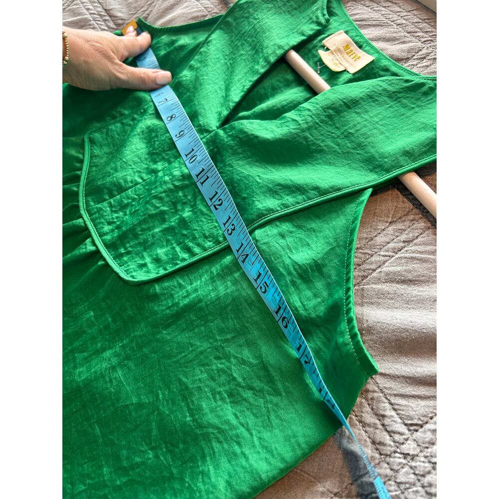 Anthropologie Emerald Green Sleeveless Notch-Neck Blouse - Picture 9 of 10